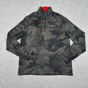 Ralph Lauren RLX Pullover Mens Medium Camo 1/4 Zip Performance US Open Erin Hill
